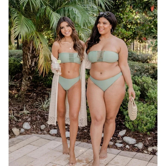 Pink Lilly SEA YOU TOGETHER OLIVE MID-RISE BIKINI BOTTOMS - Picture 5 of 6